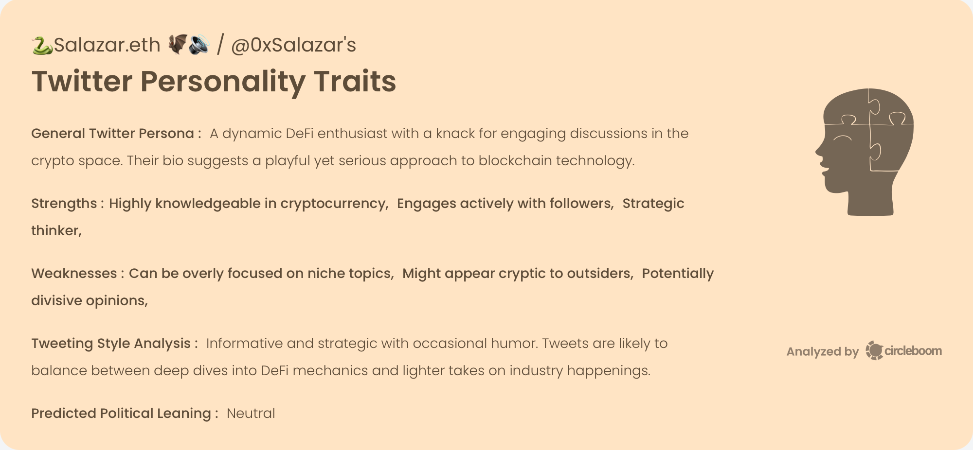 Salazar's Twitter Personality Traits