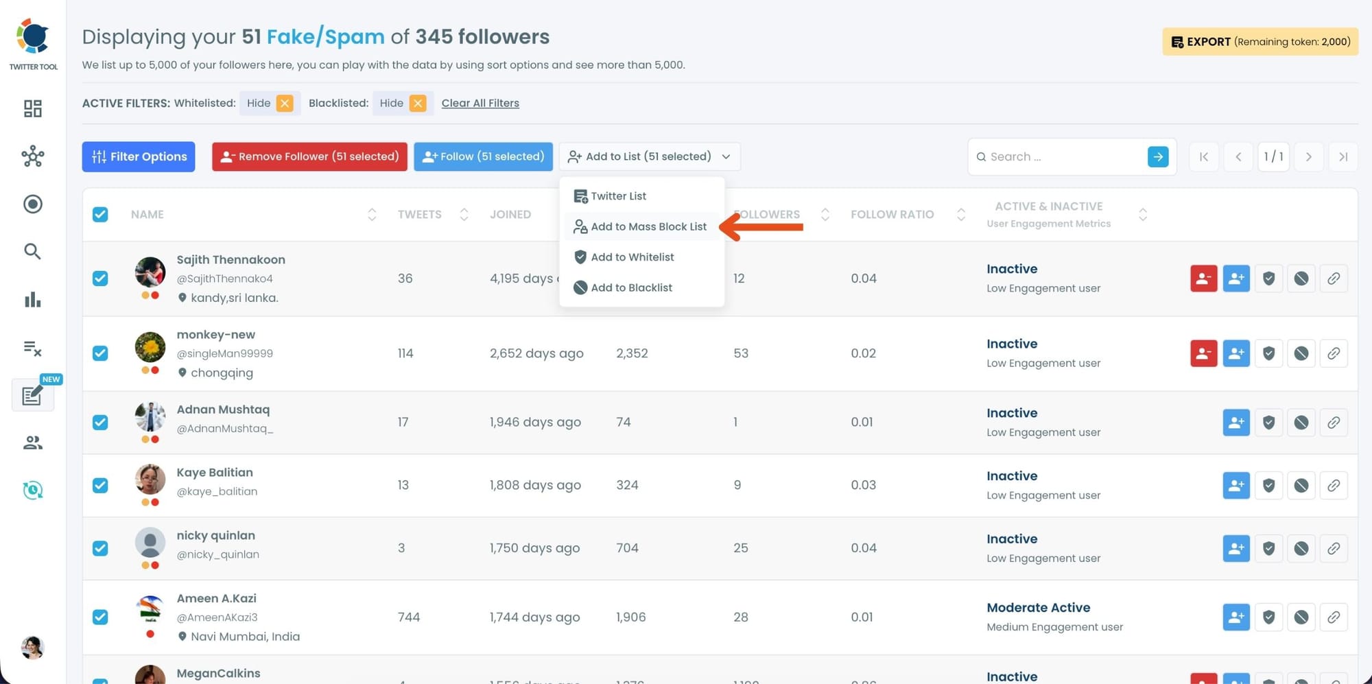 Add to Mass Block List.