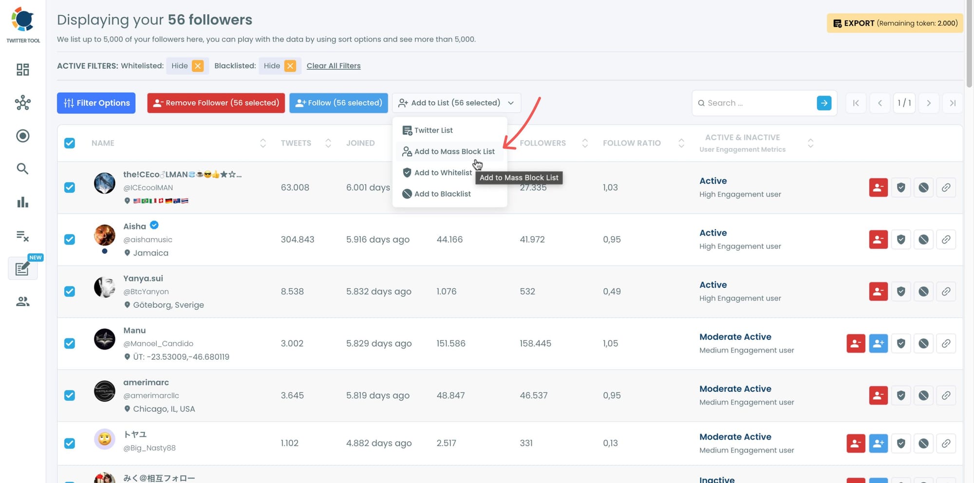 Add to Mass Block List