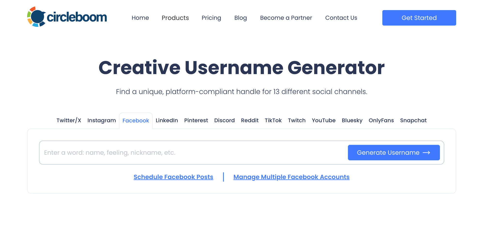 Circleboom’s Free Facebook Username Generator&nbsp;