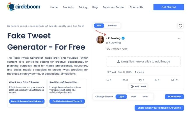 Write a username for the fake tweet
