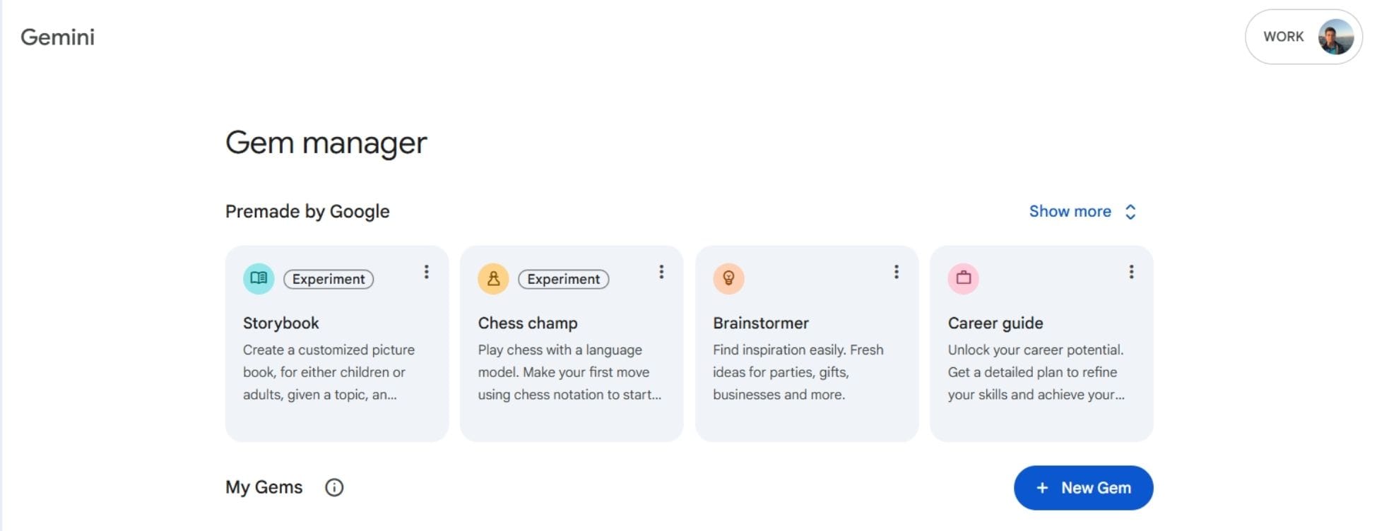 Gem Manager - Gemini