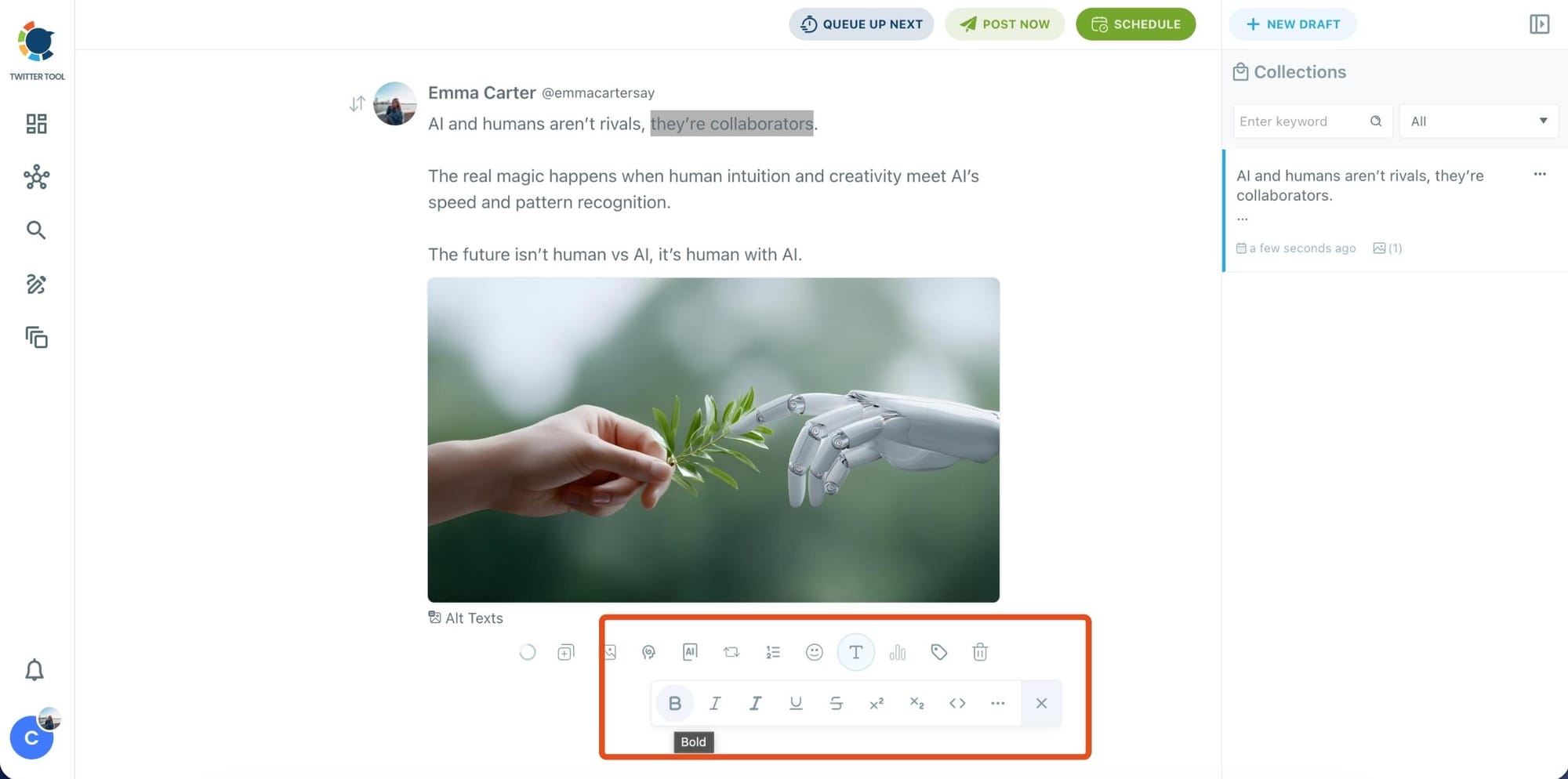 Text formatting options