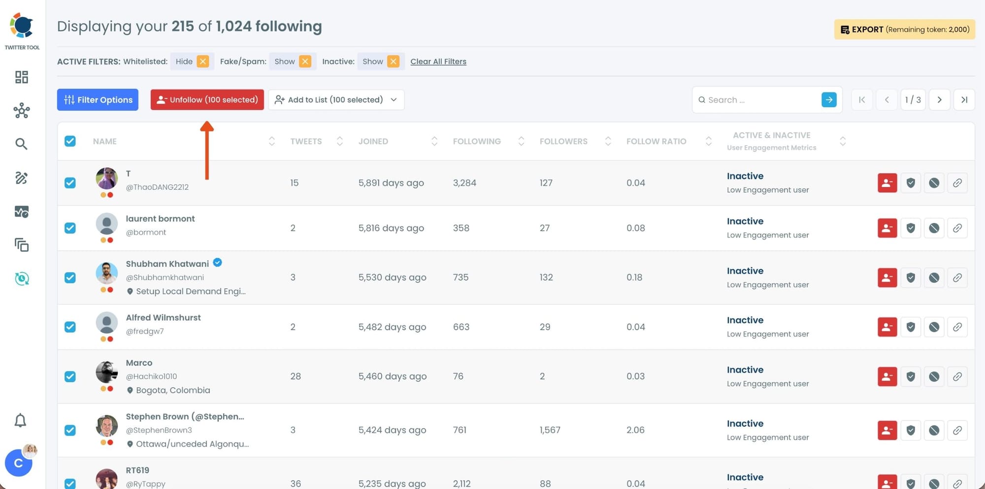 Low-quality and fake following