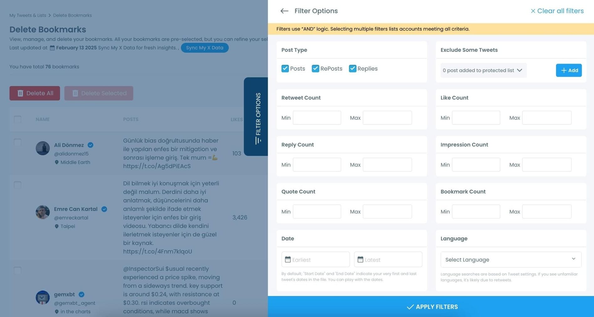 Use Filters to Find Specific Bookmarks