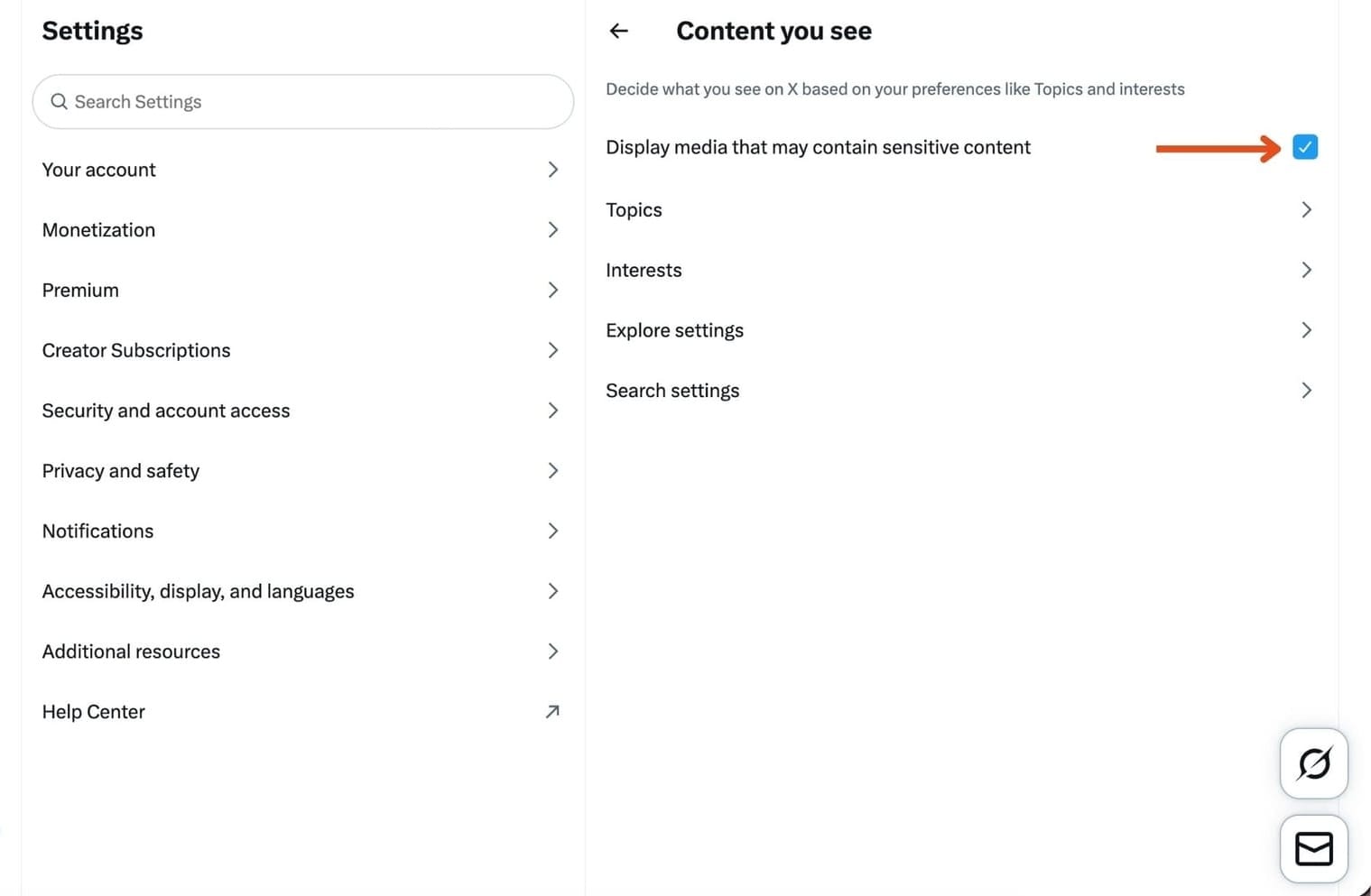 Sensitive Content Settings