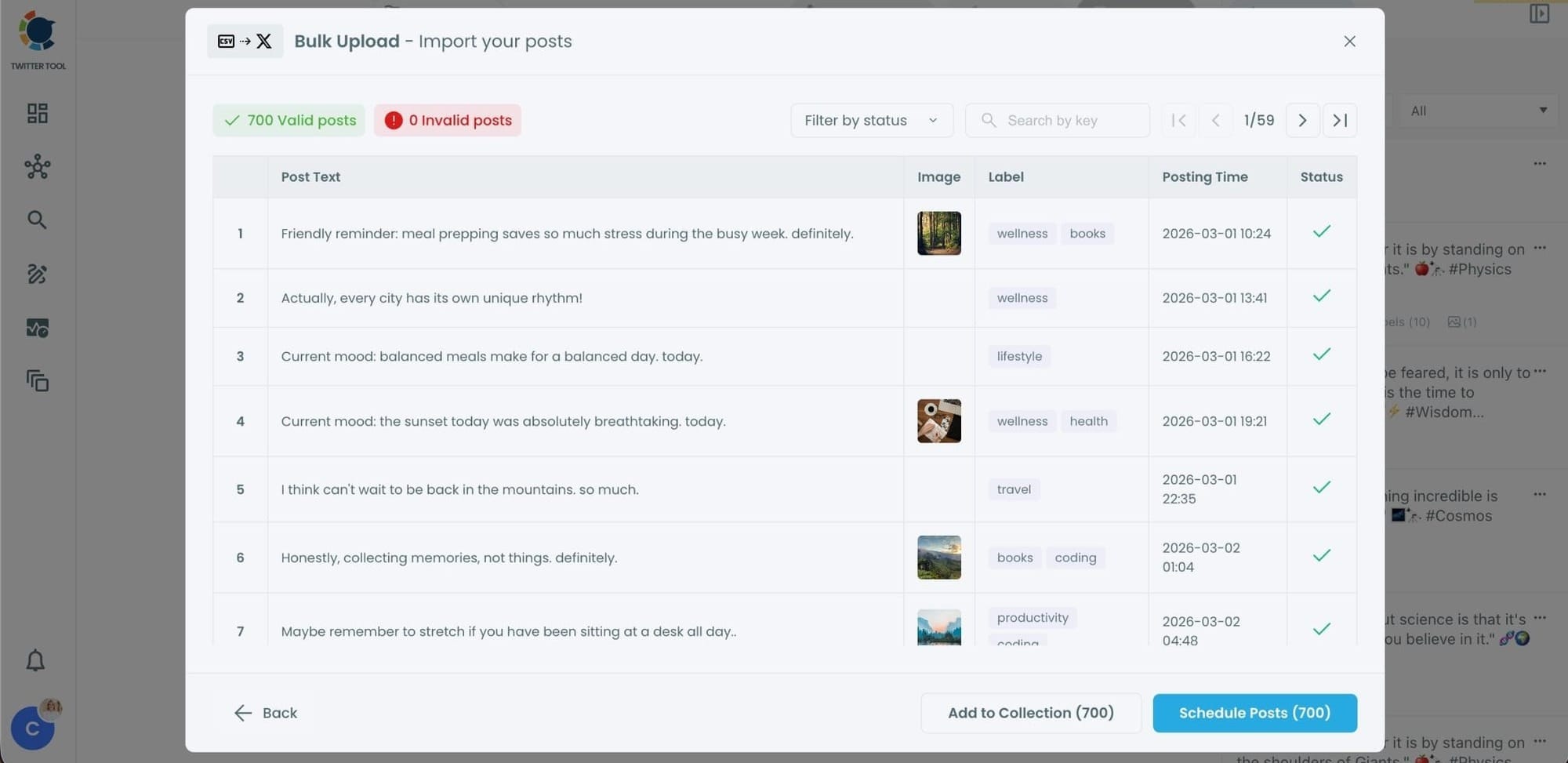 Schedule multiple tweets at once