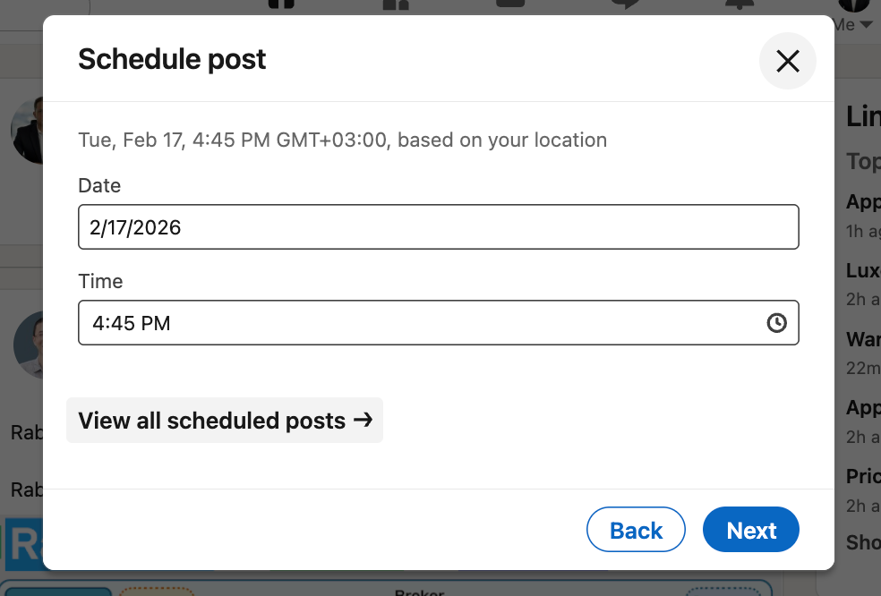 View all scheduled posts