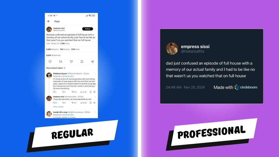 Regular Screenshot vs Professional Screenshot