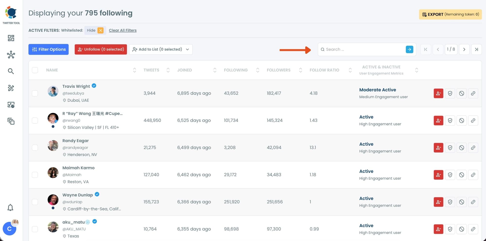 Search Your Followings by Keyword