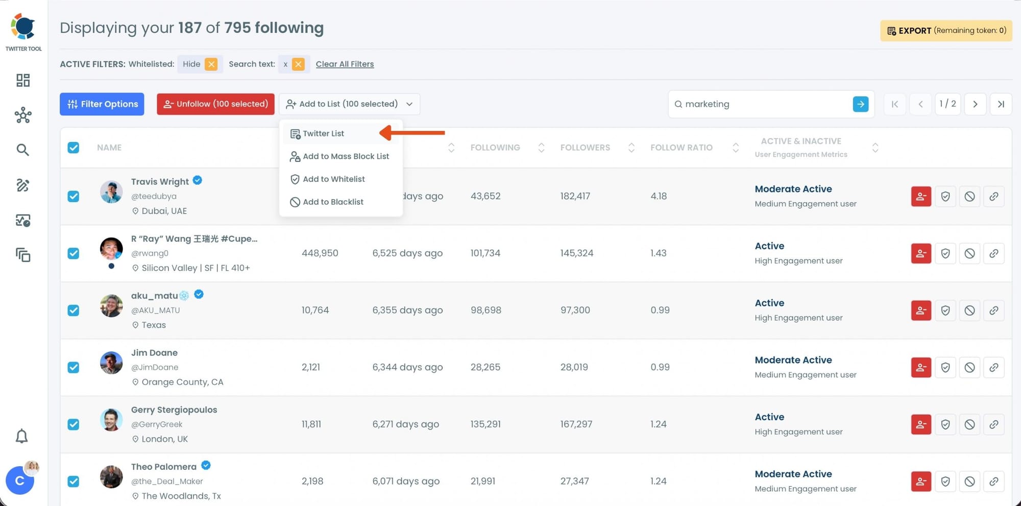 Select the Accounts and Add Them to a Twitter List