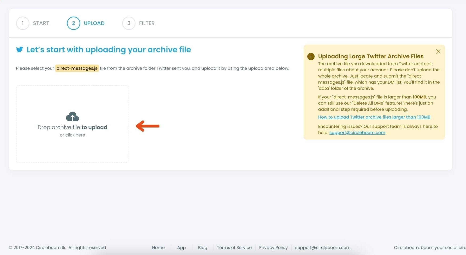 Upload your Twitter archive file
