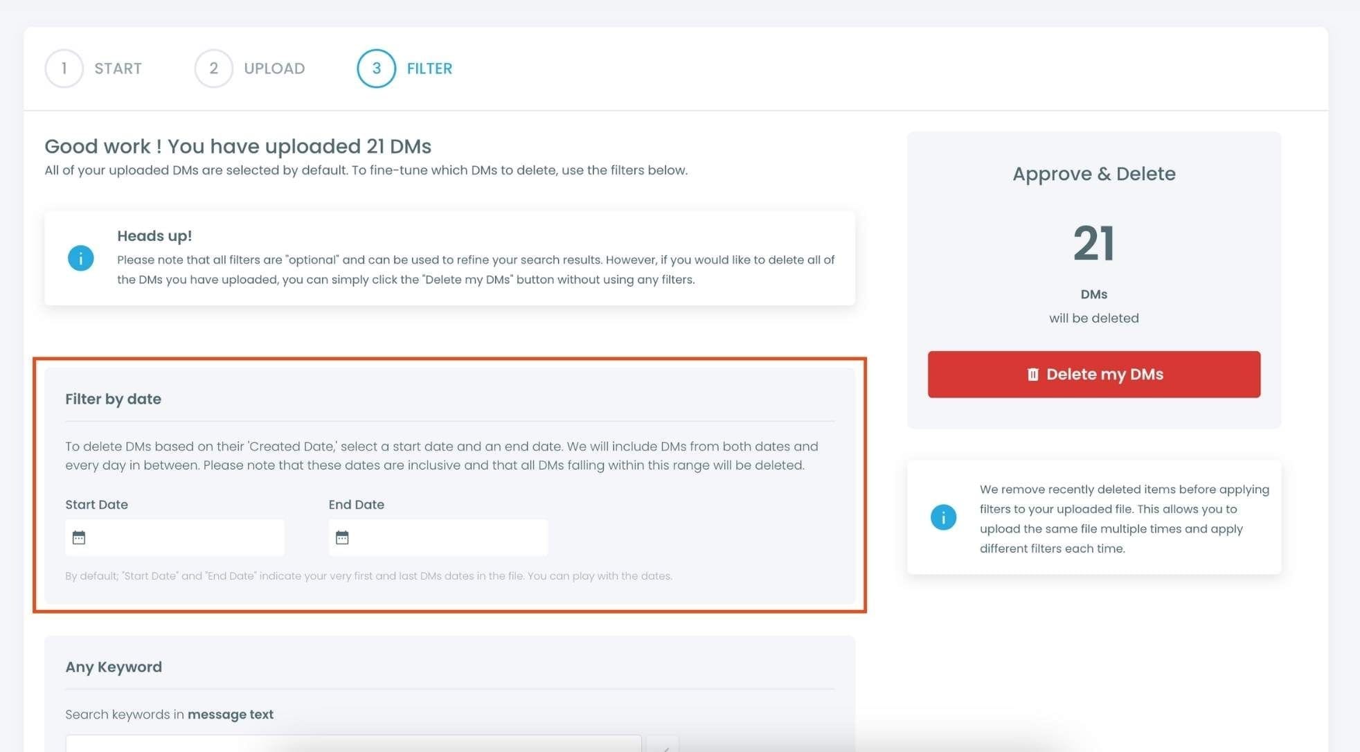 Delete your DMs in one click.