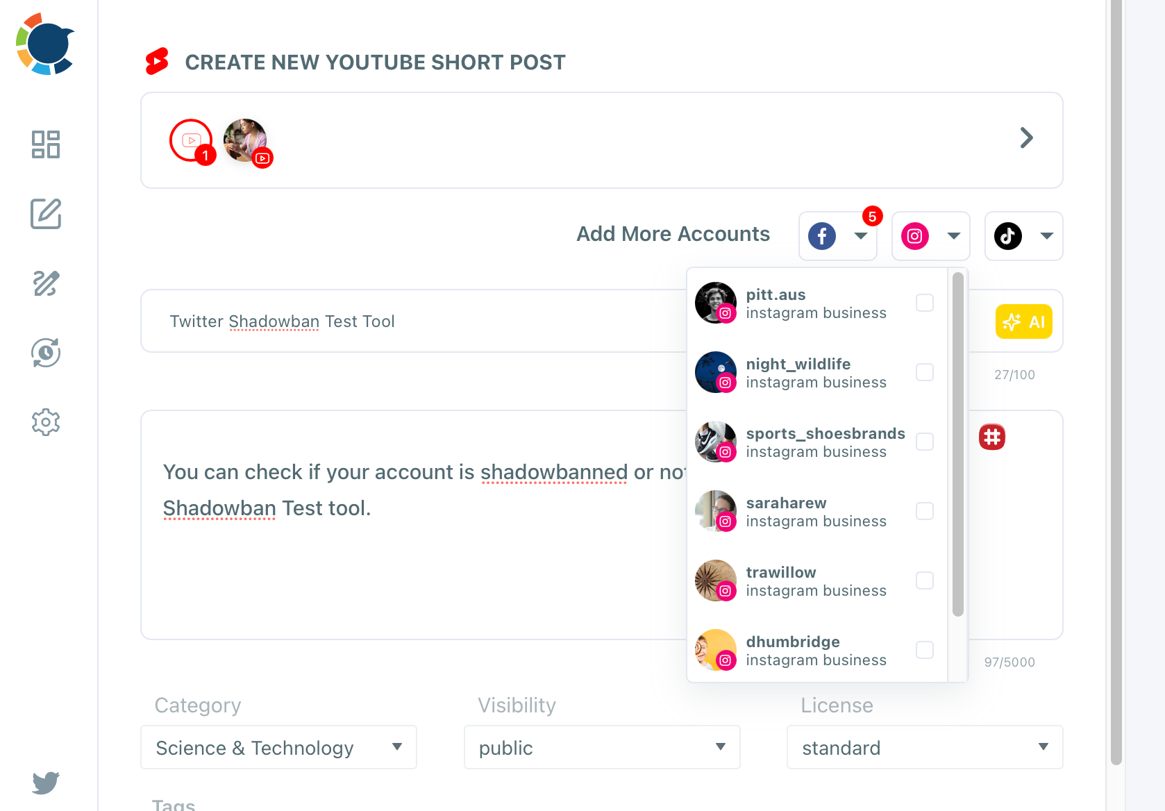 Select Instagram and TikTok as well.