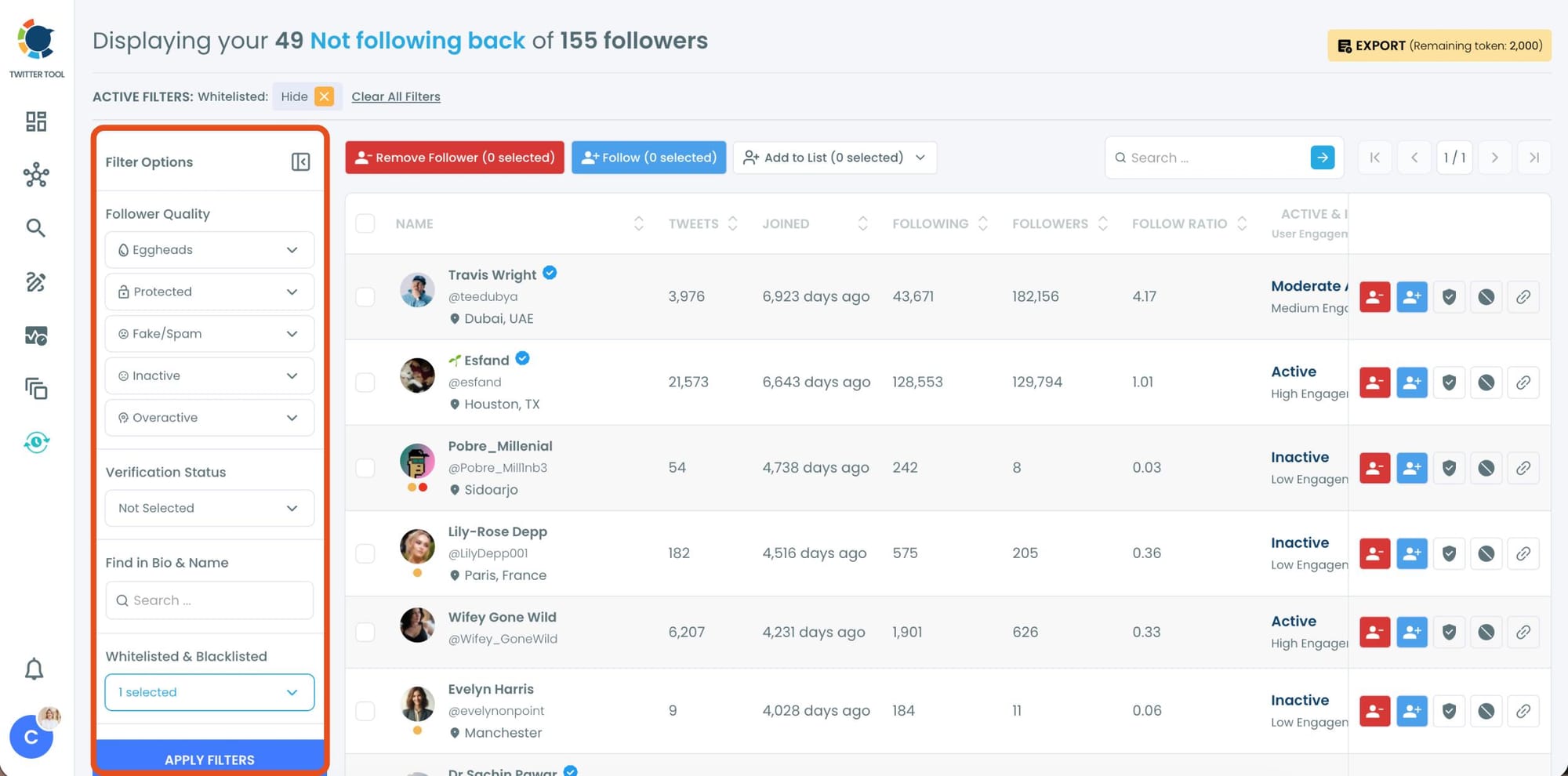 Apply conditions to narrow down the list