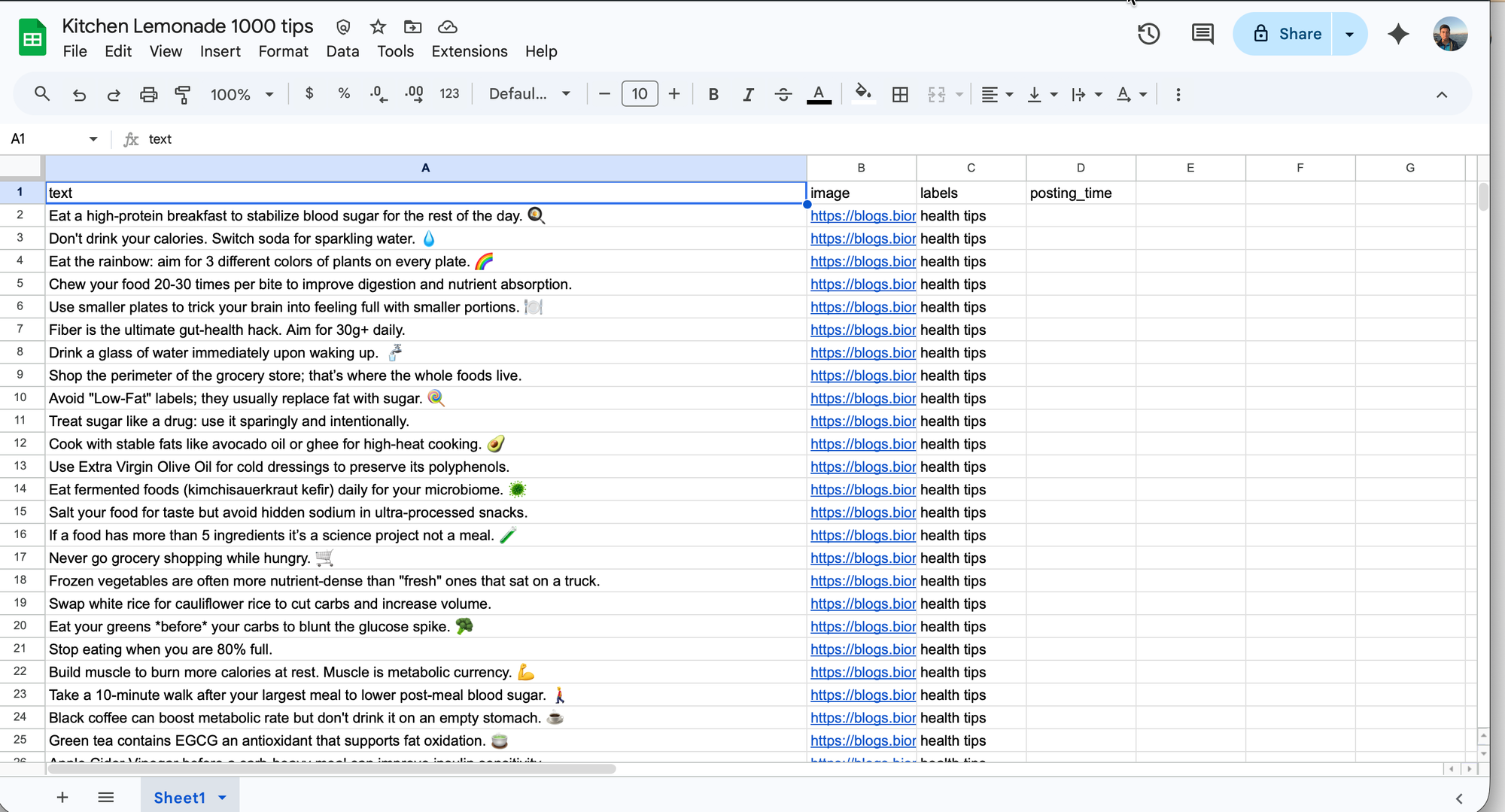 Preparing the CSV file