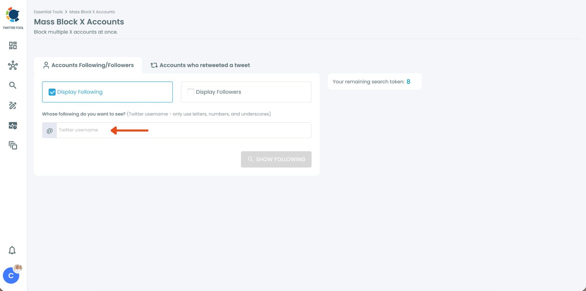 "Display Following" - "Display Followers"
