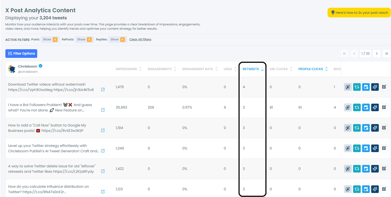 Sort Tweets by Retweets