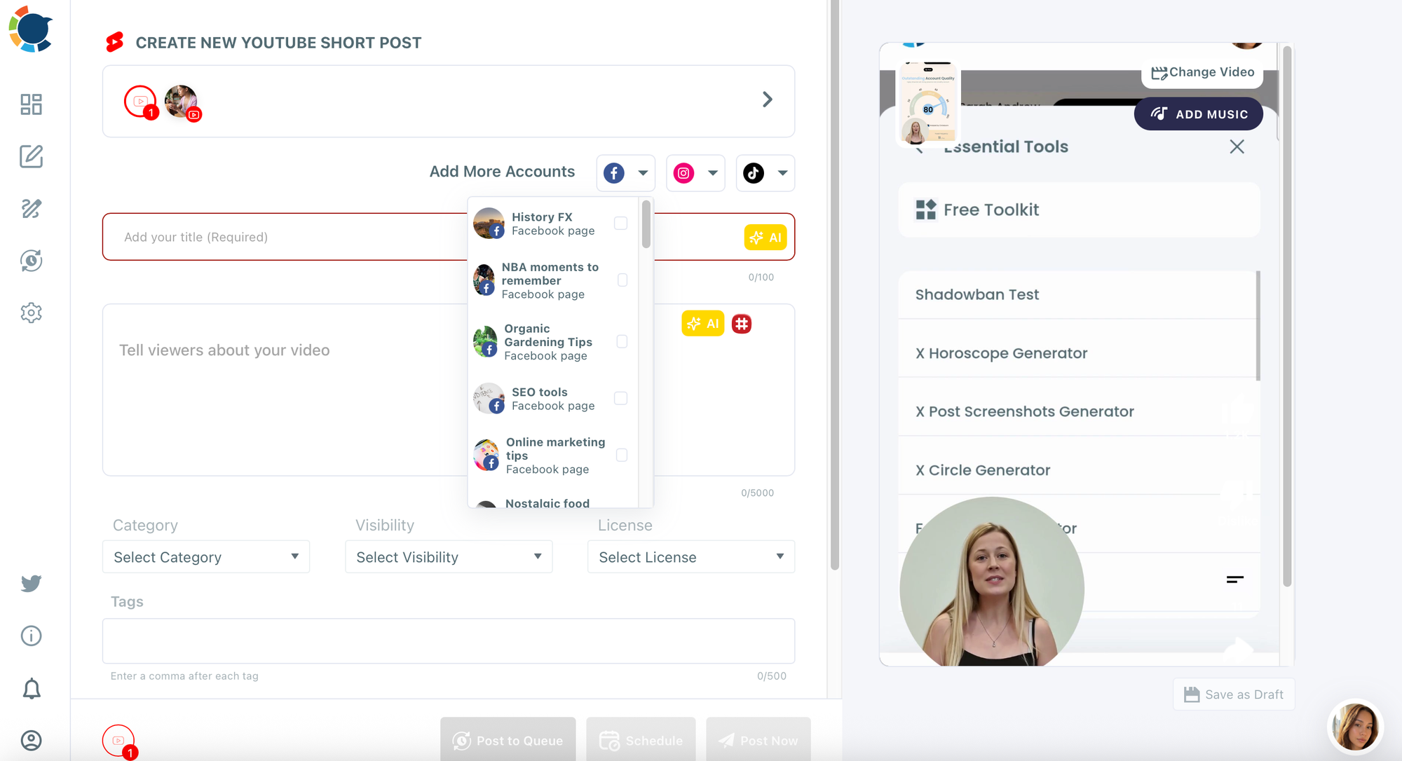 Add Facebook accounts