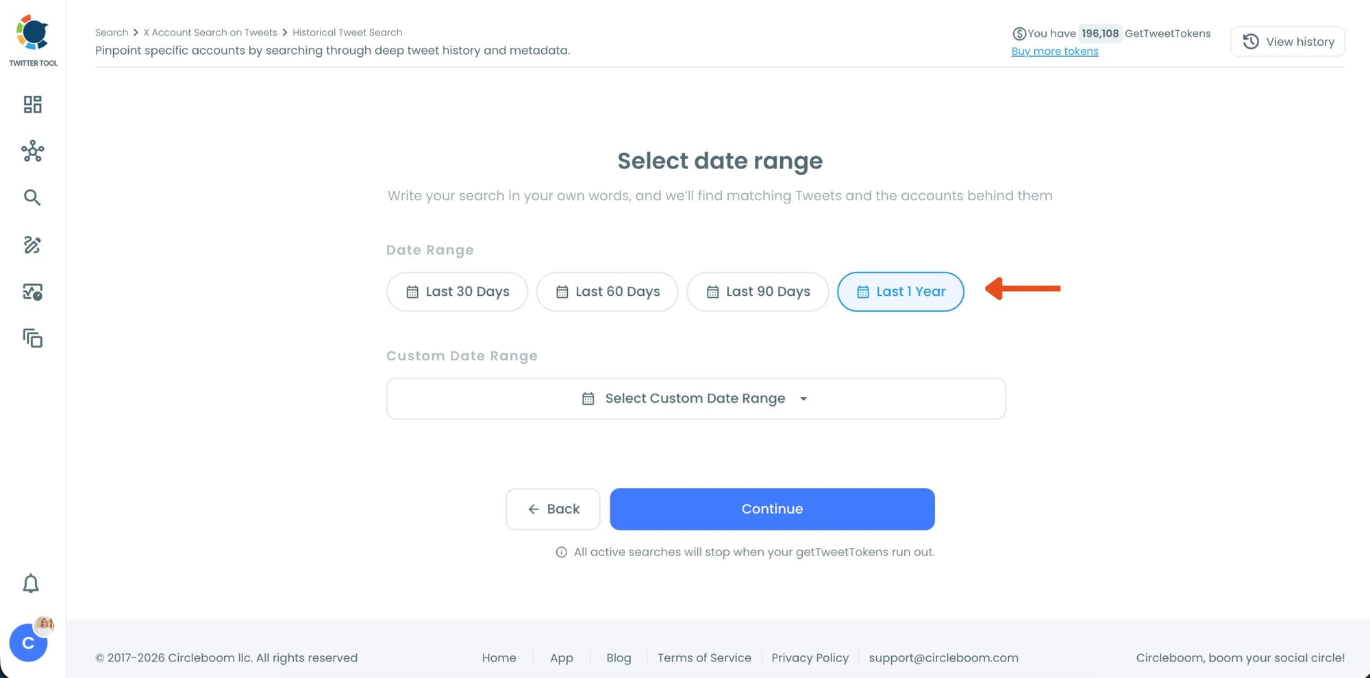 historical search date range
