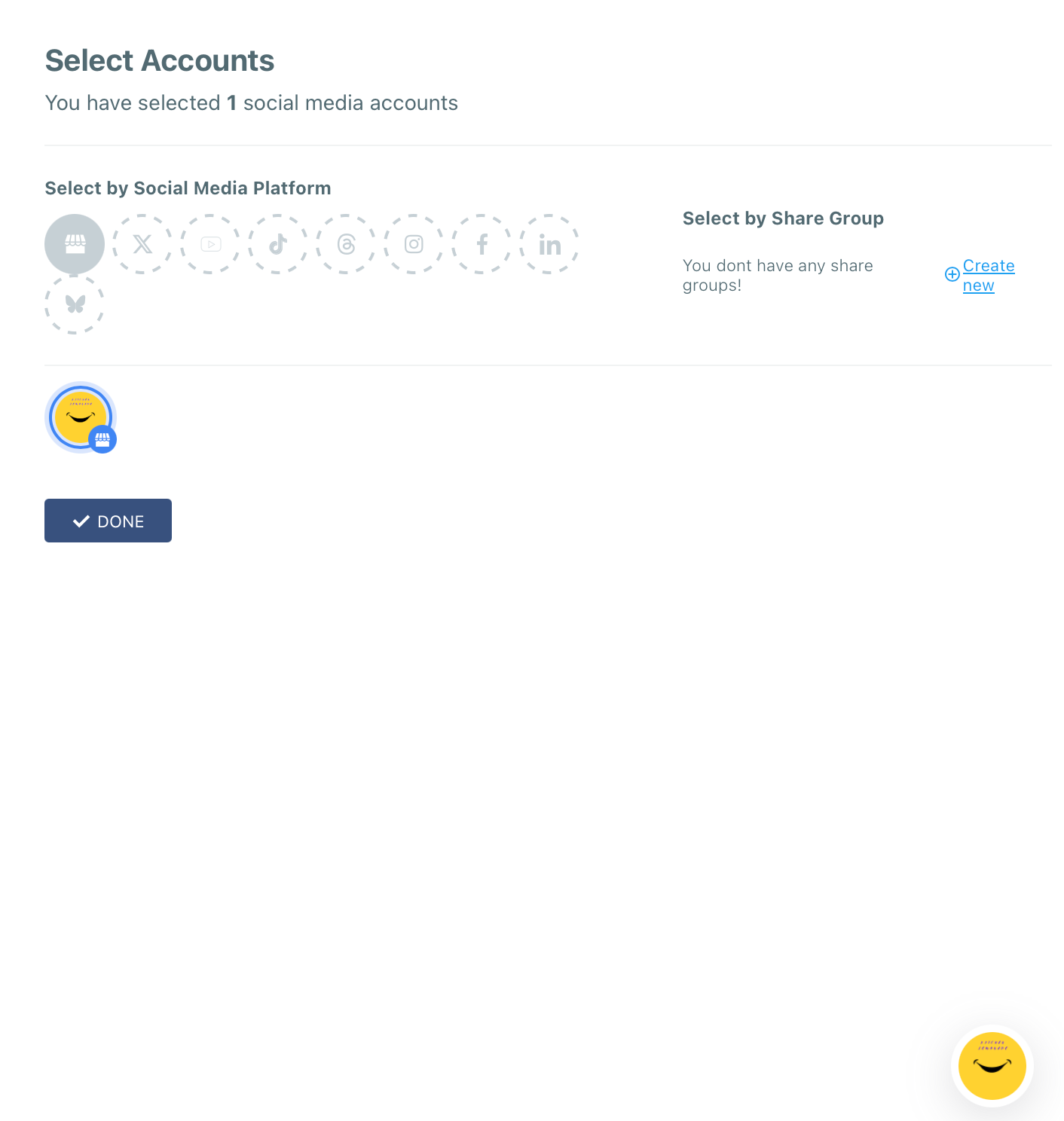 Select a Google Business account