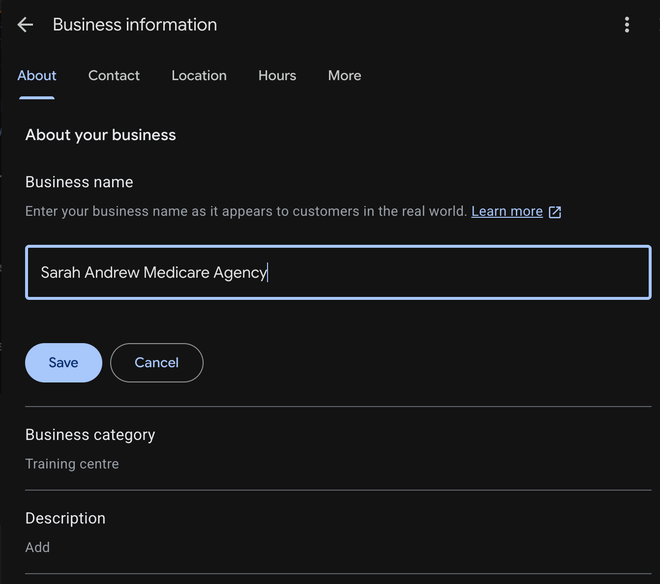 Business name