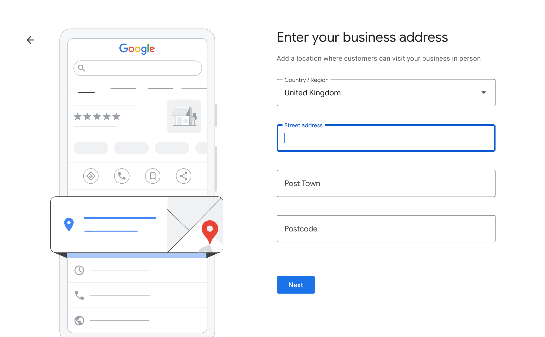 Enter the exact address of your business