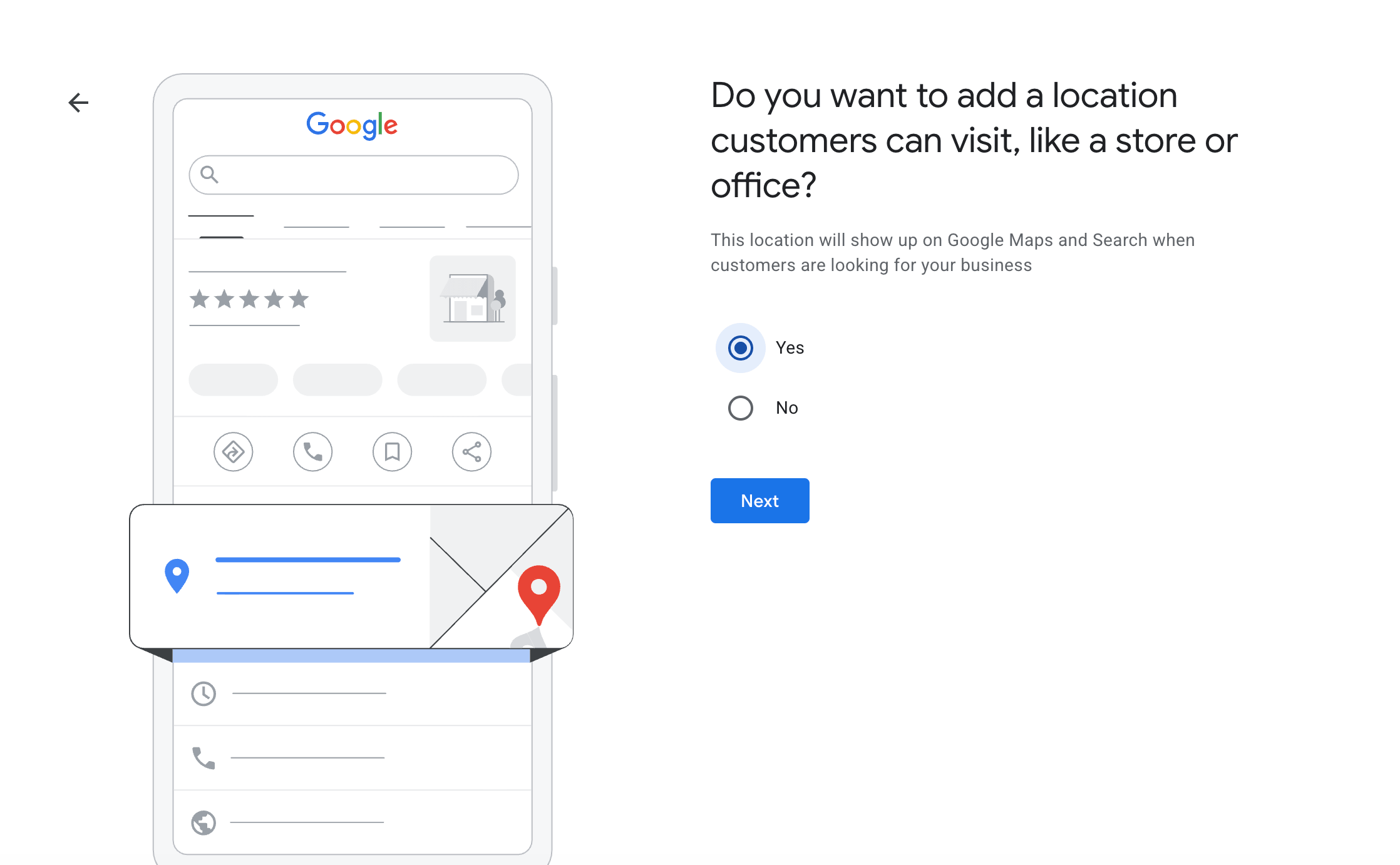 Add your physical location for your business