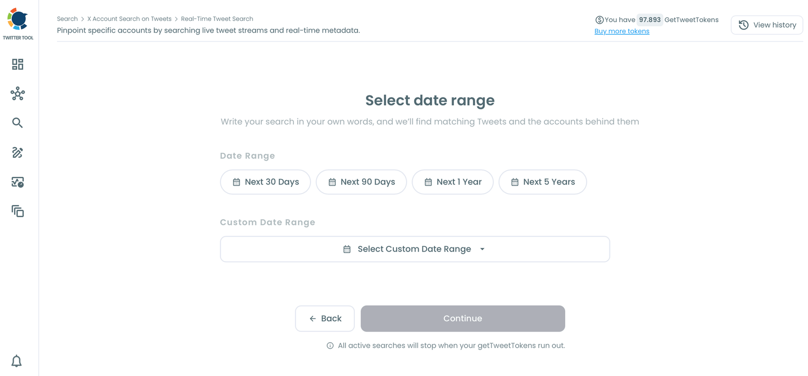 Select date range