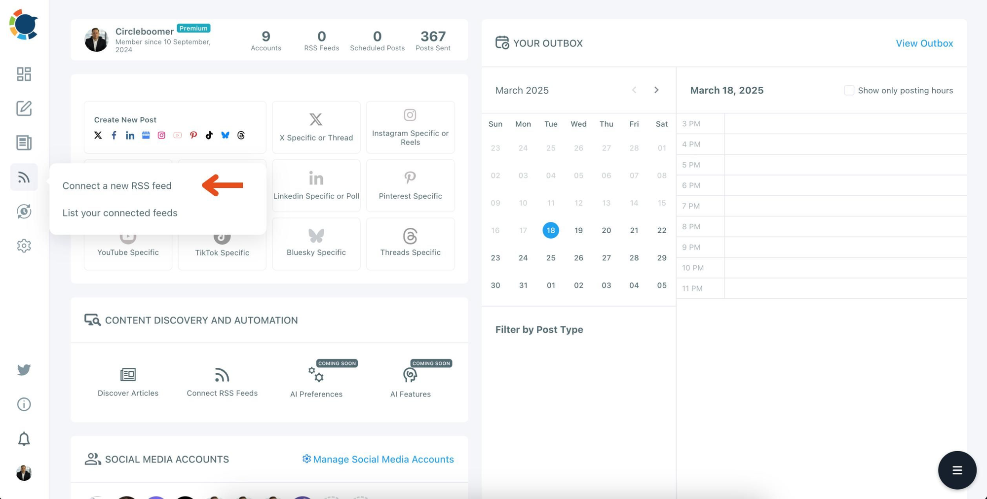 Navigate to RSS Connect