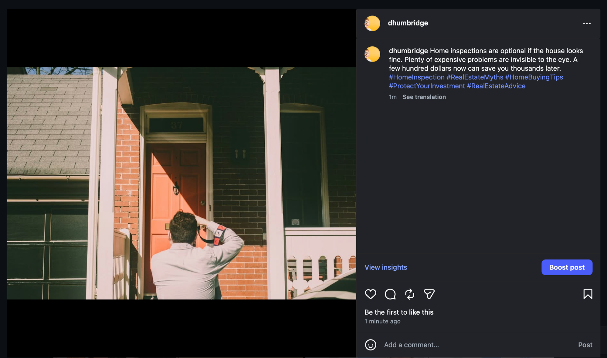 Instagram post example