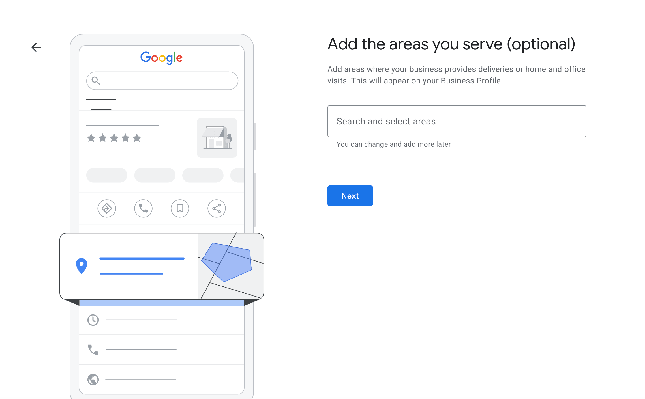 Add the areas you serve