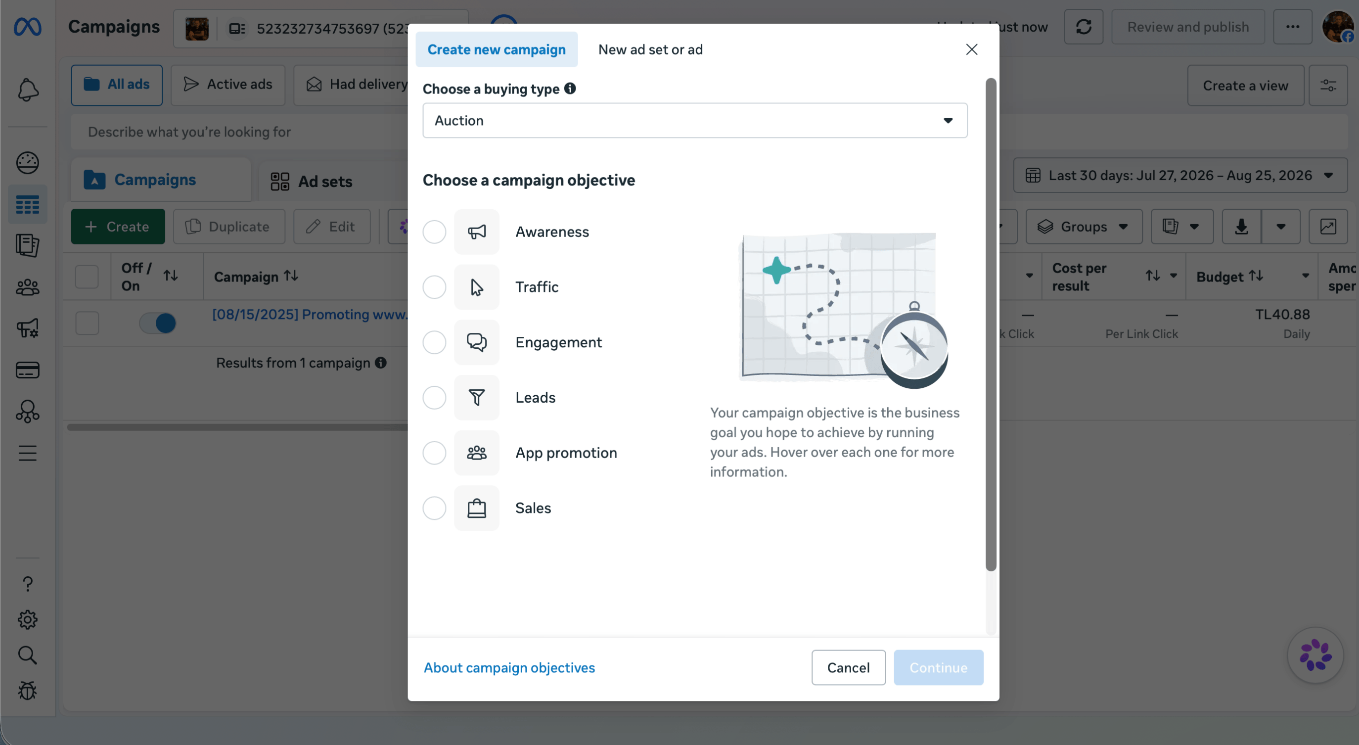 Campaign objective for Facebook Ads