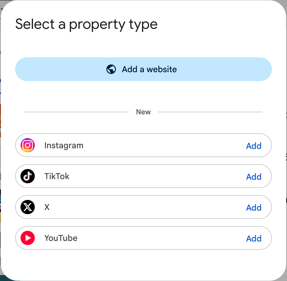 Add properties to Google Search Console