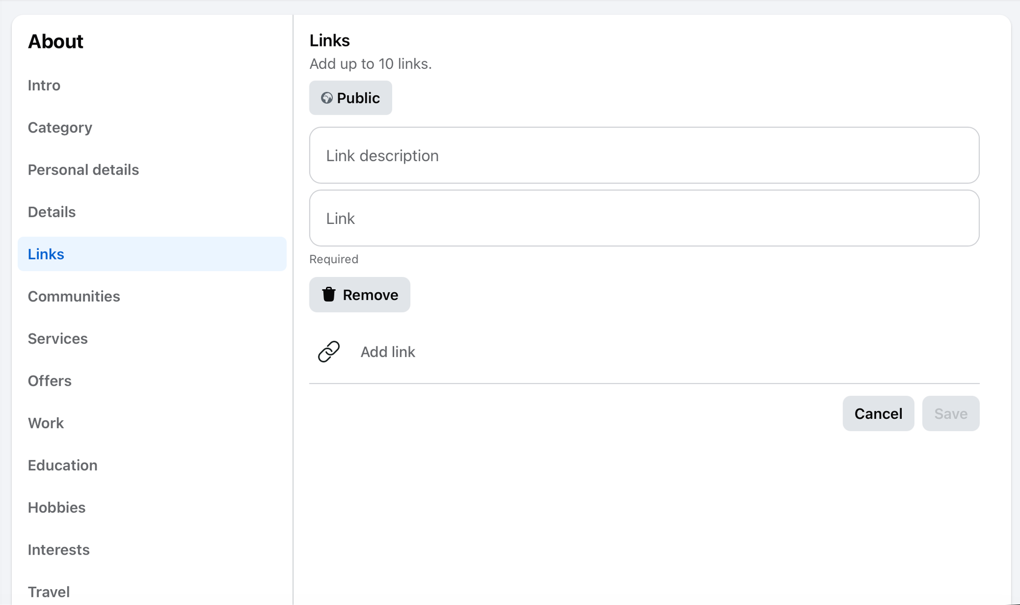 Add links to Facebook page