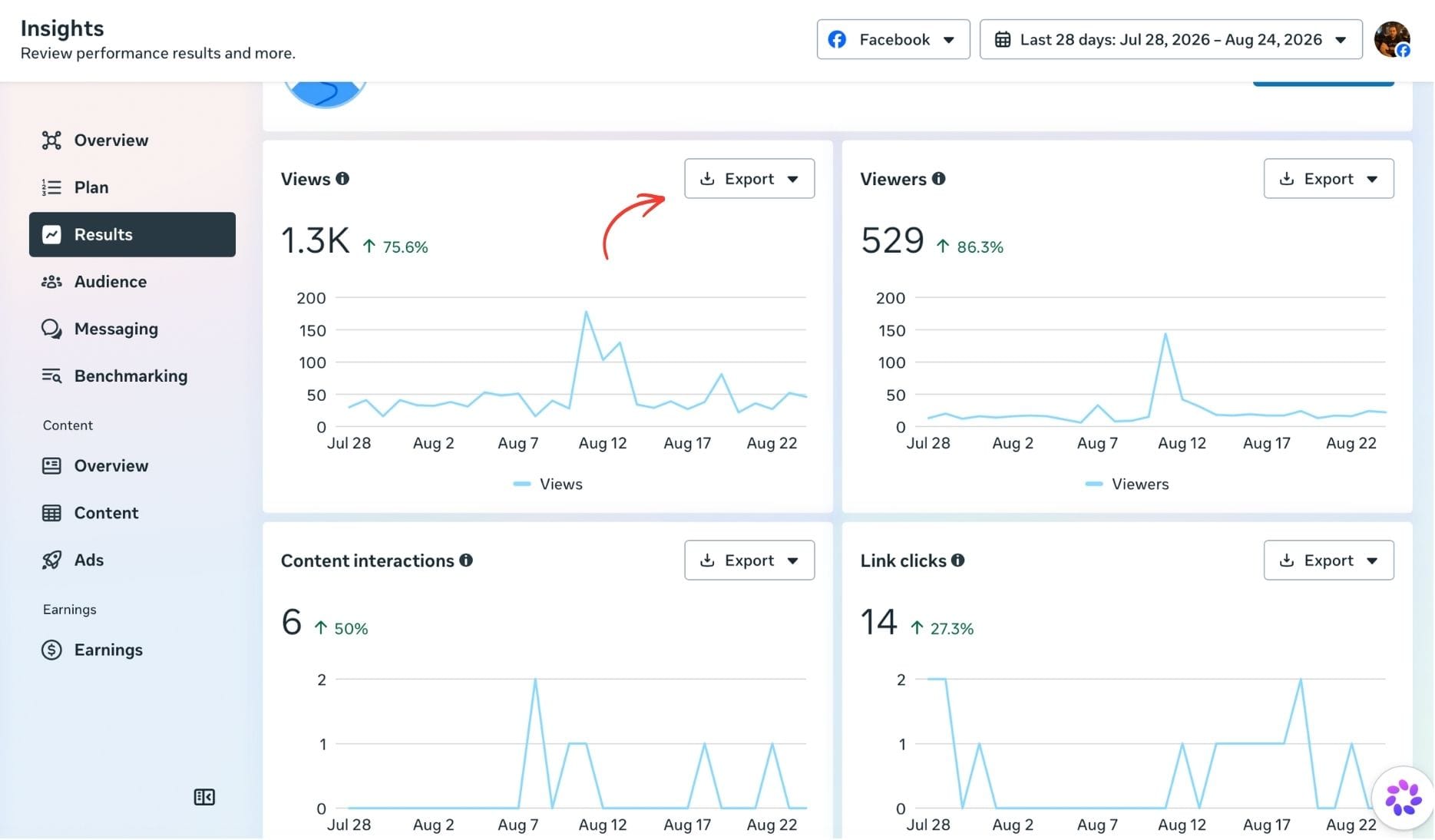 Export insights from Meta Business Suite