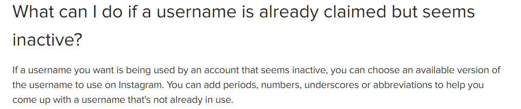 acquiring inactive Instagram username