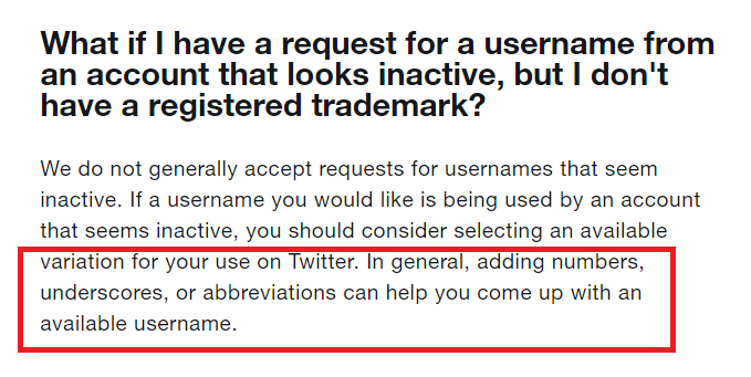 acquiring inactive Twitter username