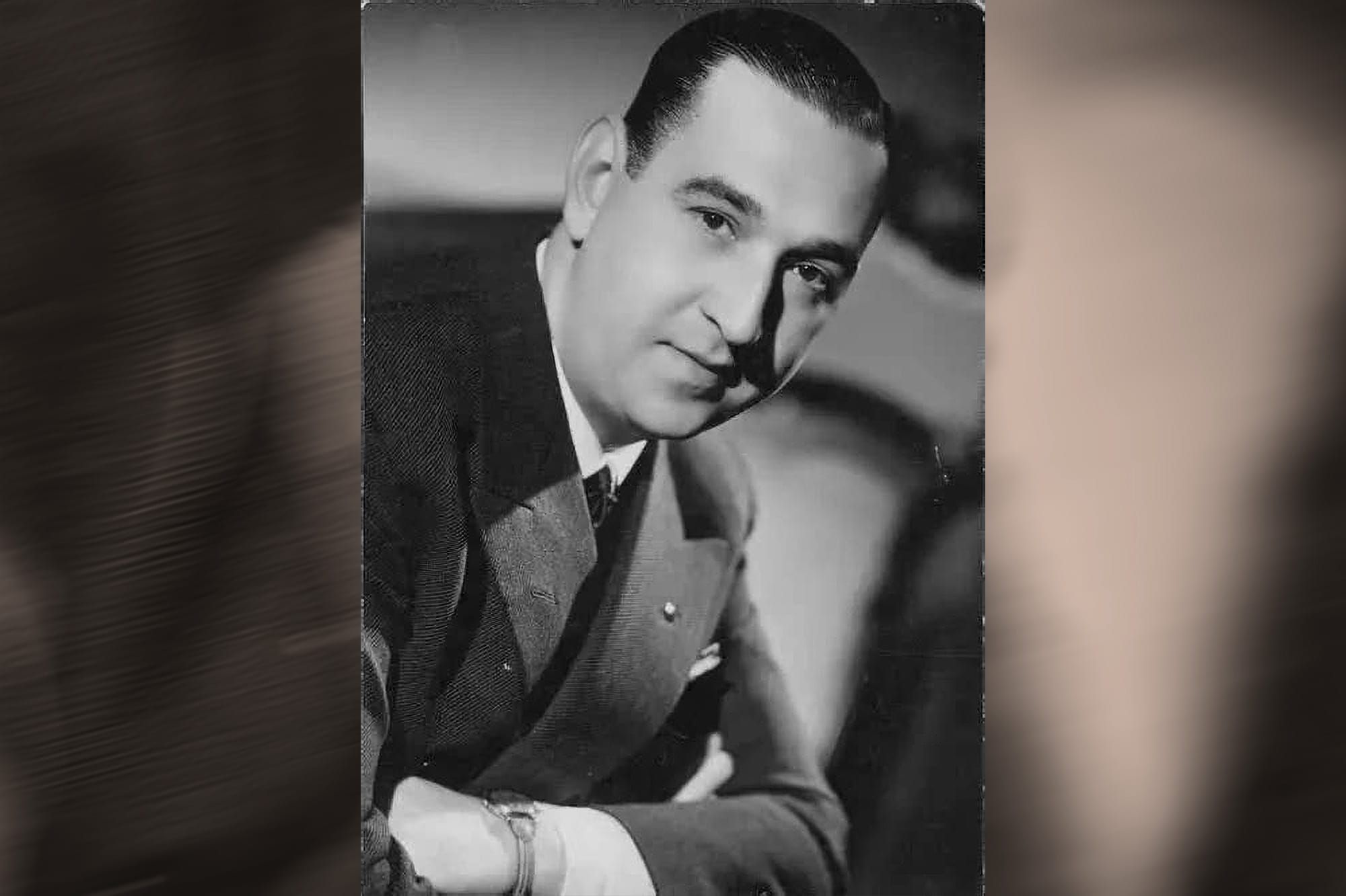 Ricardo Tanturi tango orchestra leader in black and white photo from 1940s