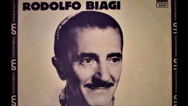 Black and white photo of tango orchestra leader Rodolfo Biagi