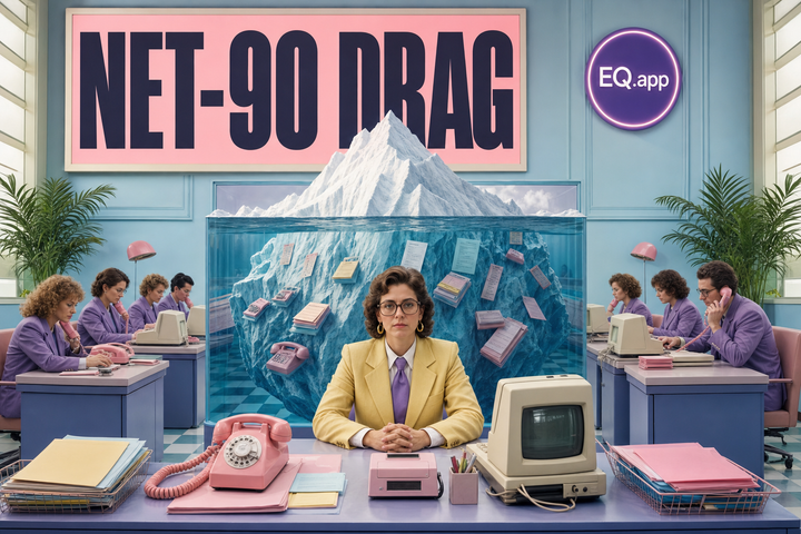 Cinematic editorial image showing the human story behind Reducing Net-90 Payment Friction: A How-To Guide for Staffing Firms.