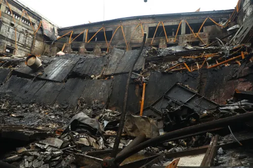 Remains of a burnt building