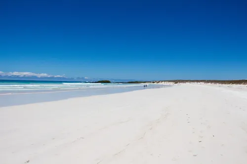 A white, sandy beach.