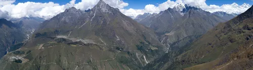 Panorama of a snow-capped mountain range