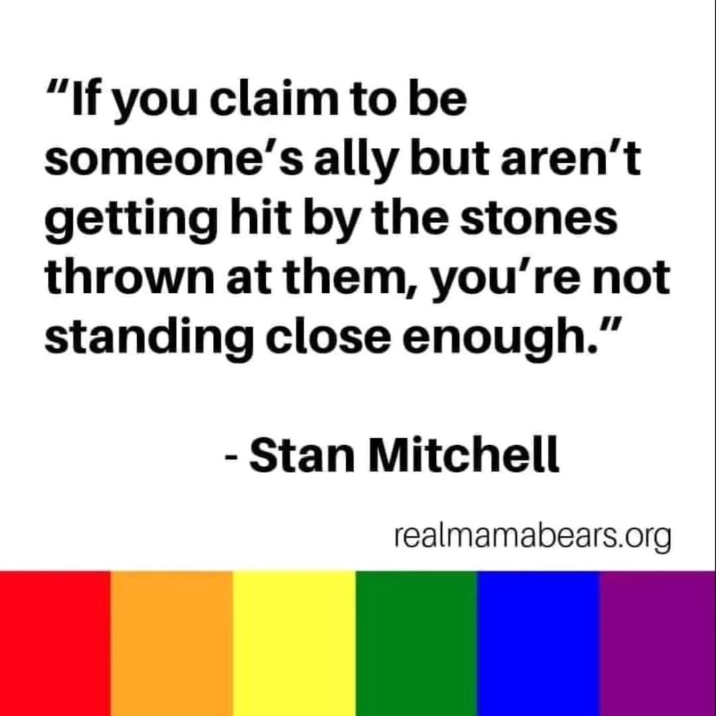 Black text on white background with rainbow bar at the bottom