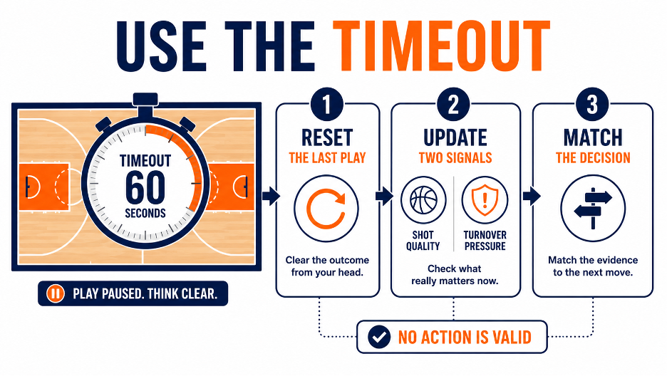 Basketball timeout decision sequence infographic