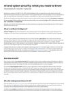 Cover of AI and cyber security: what you need to know