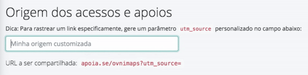 insira o nome da origem no box do Relatório de Acessos e copie a URL gerada