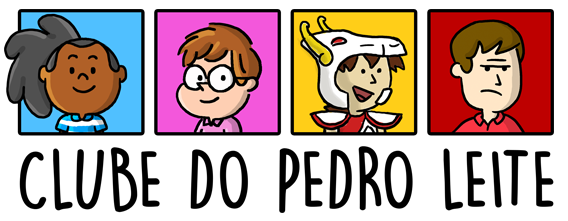 quatro personagens, com traços simples, acima dos dizeres 'clube Pedro Leite'
