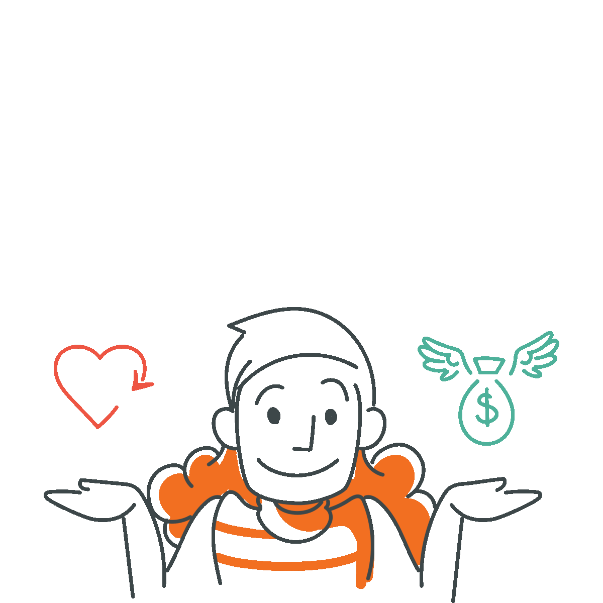ilustração de menina juntando os logos da campanha pontual e mensal e formando as campanhas combinadas